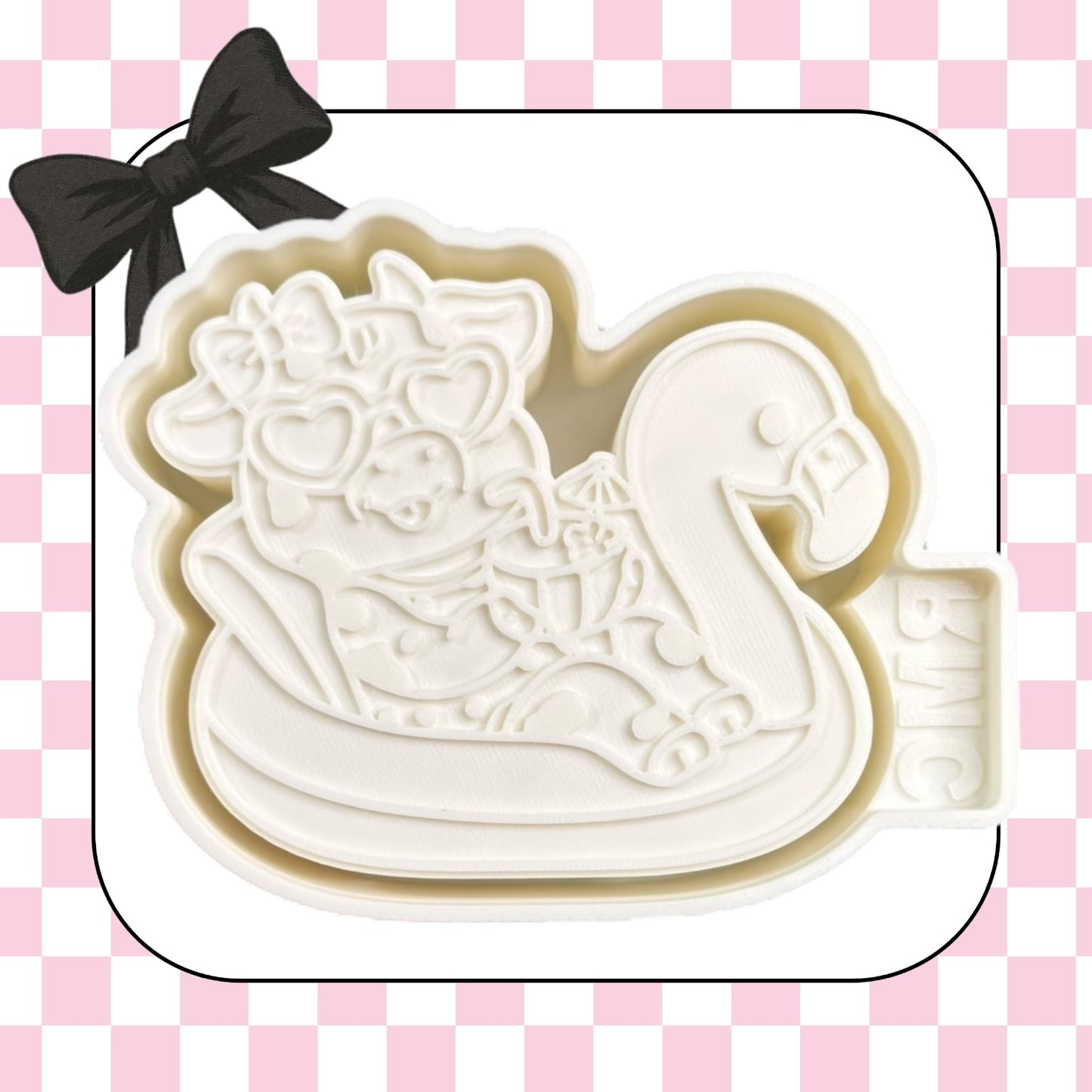 Cow in flamingo floatie