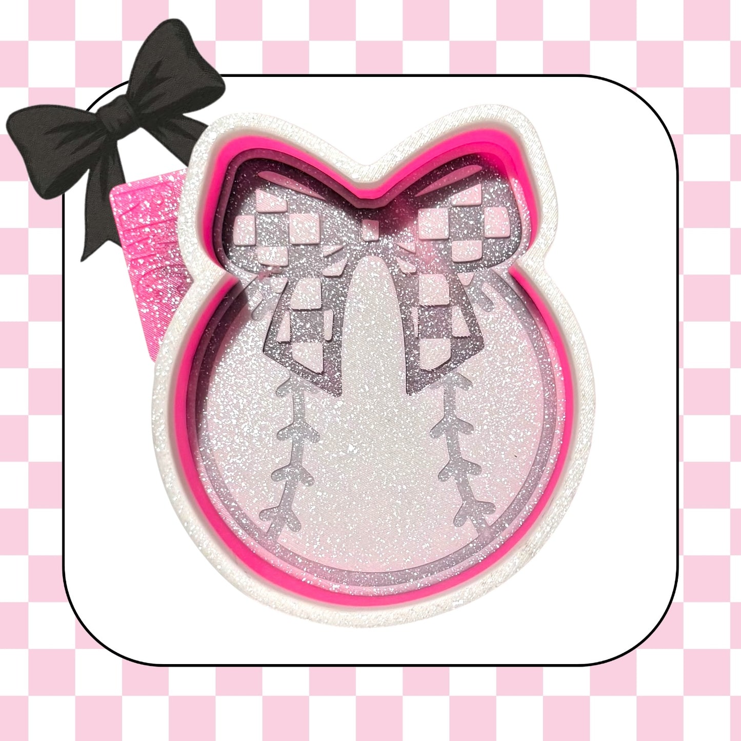 Baseball with checkered bow