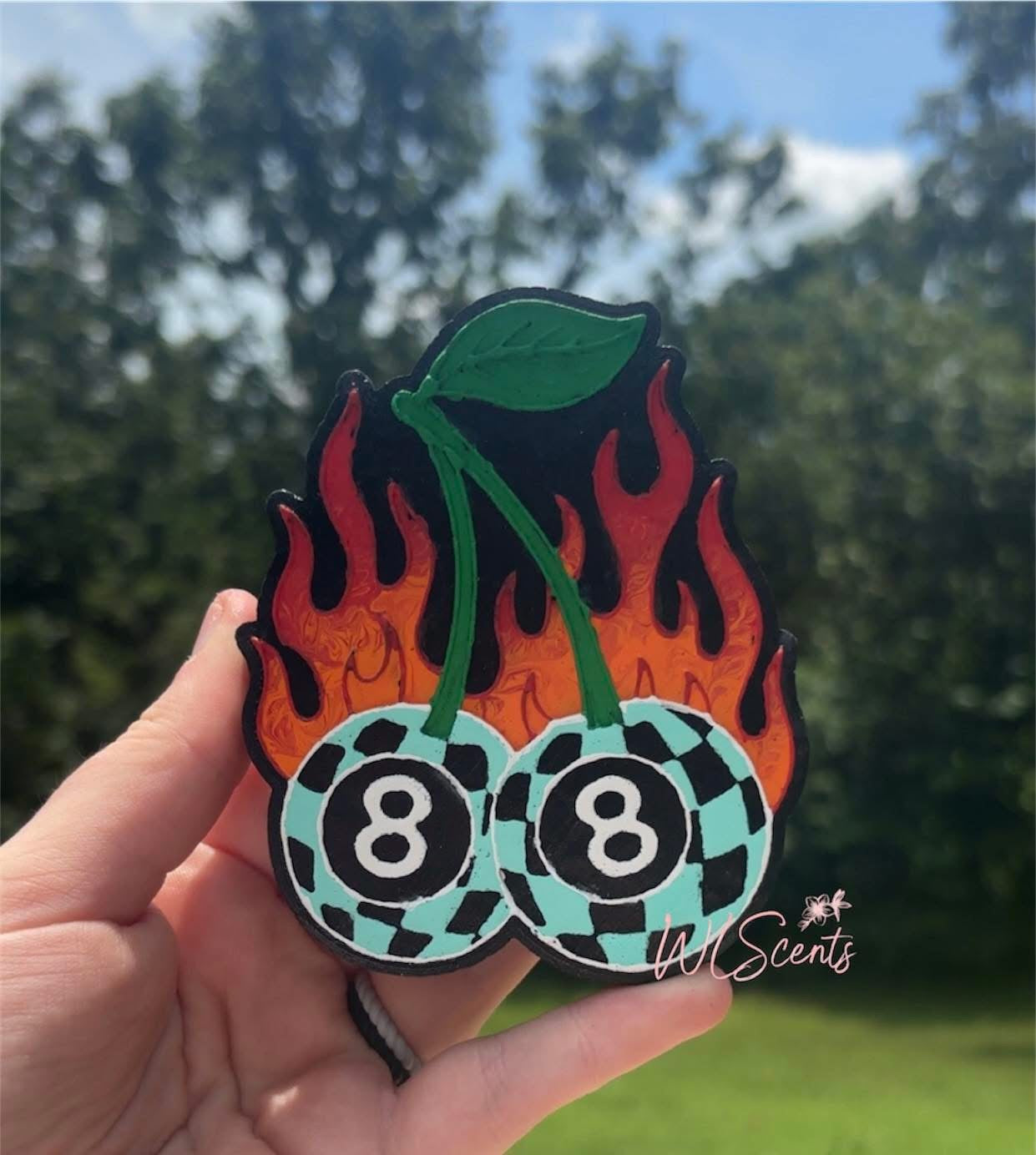 Flaming 8 ball cherries