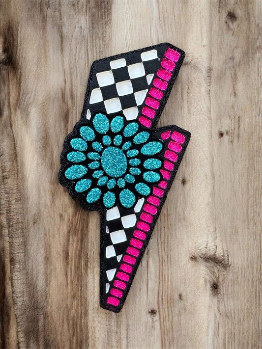 Checkered Turquoise bolt