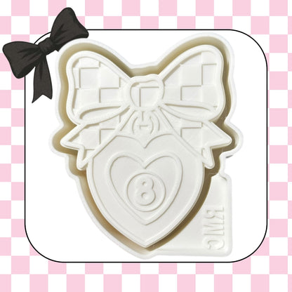 8 ball heart with checkered bow