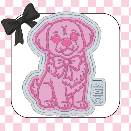 Mastiff dog with bow