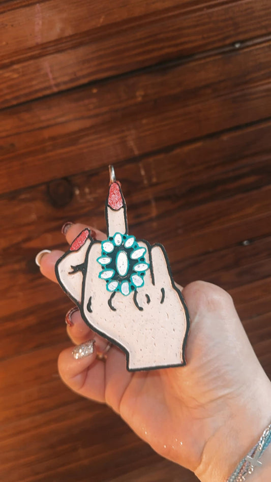 Middle finger squash blossom ring