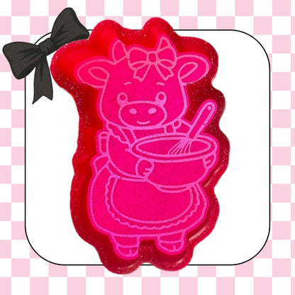 Cow with mixing bowl