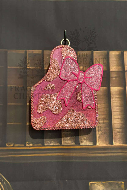 Cowprint cowtag with bow Vent clip