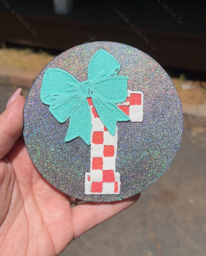 Circular Checkered Bow Alphabet- choose your insert/s READ DESCRIPTION
