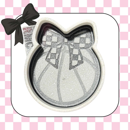 Basketball with checkered bow