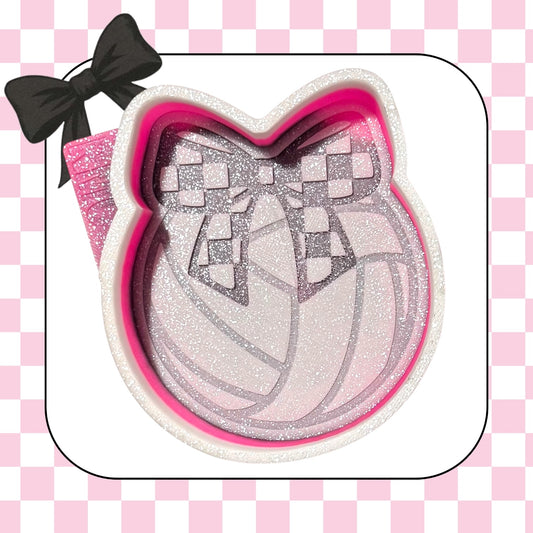 Volleyball with checkered bow