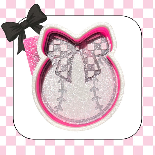 Baseball with checkered bow