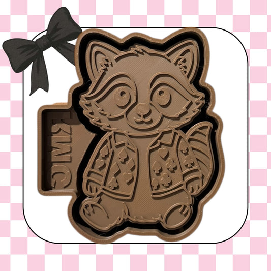Raccoon with card jacket