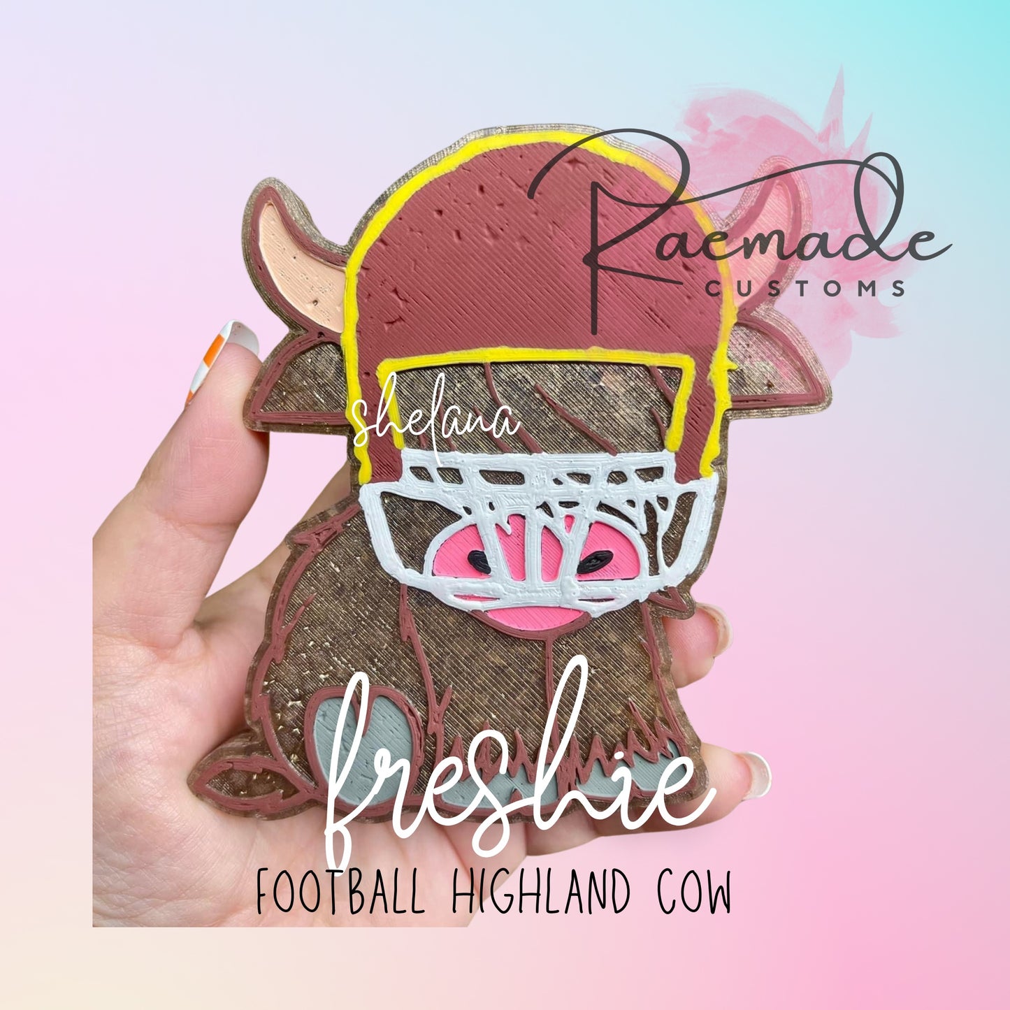 Football cute highland cow