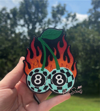 Flaming 8 ball cherries
